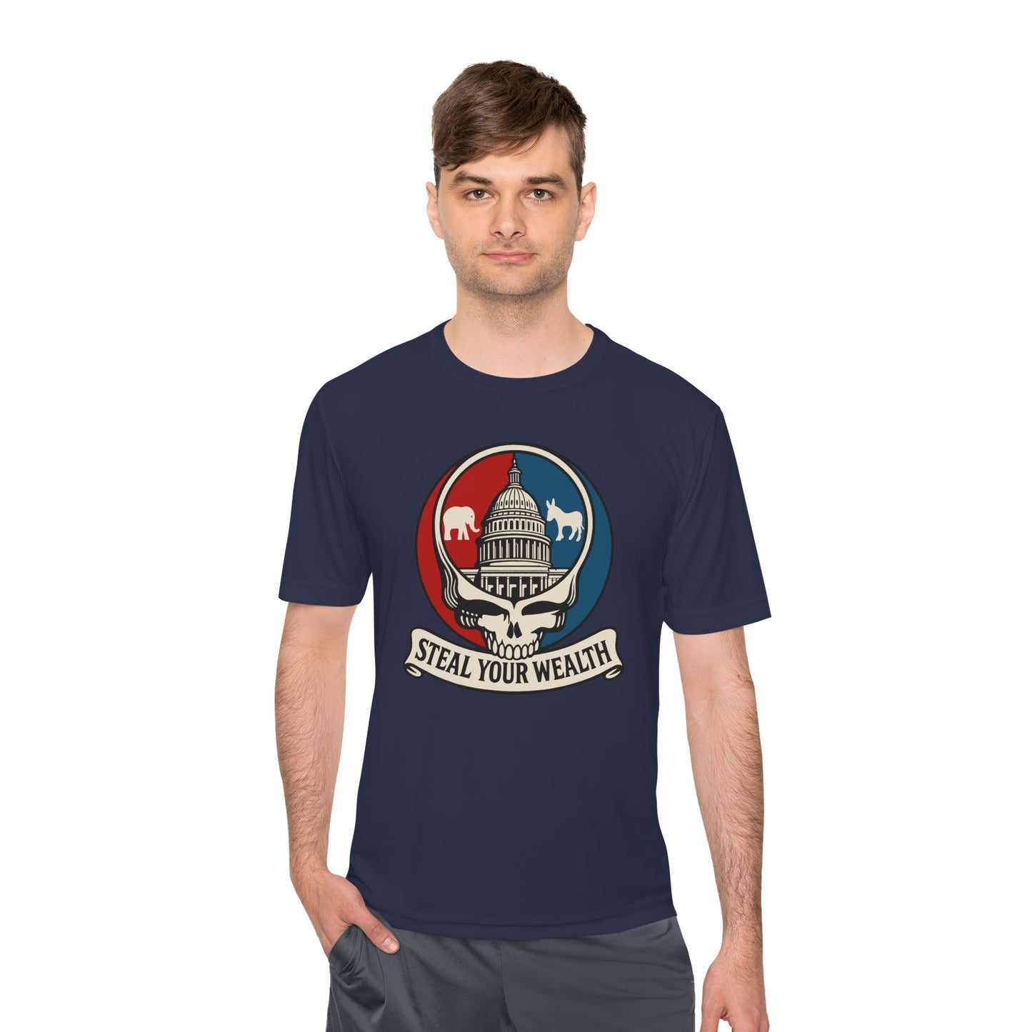 Unisex/Mens Moisture Wicking Uncle Scam: Steal Your Wealth Tee