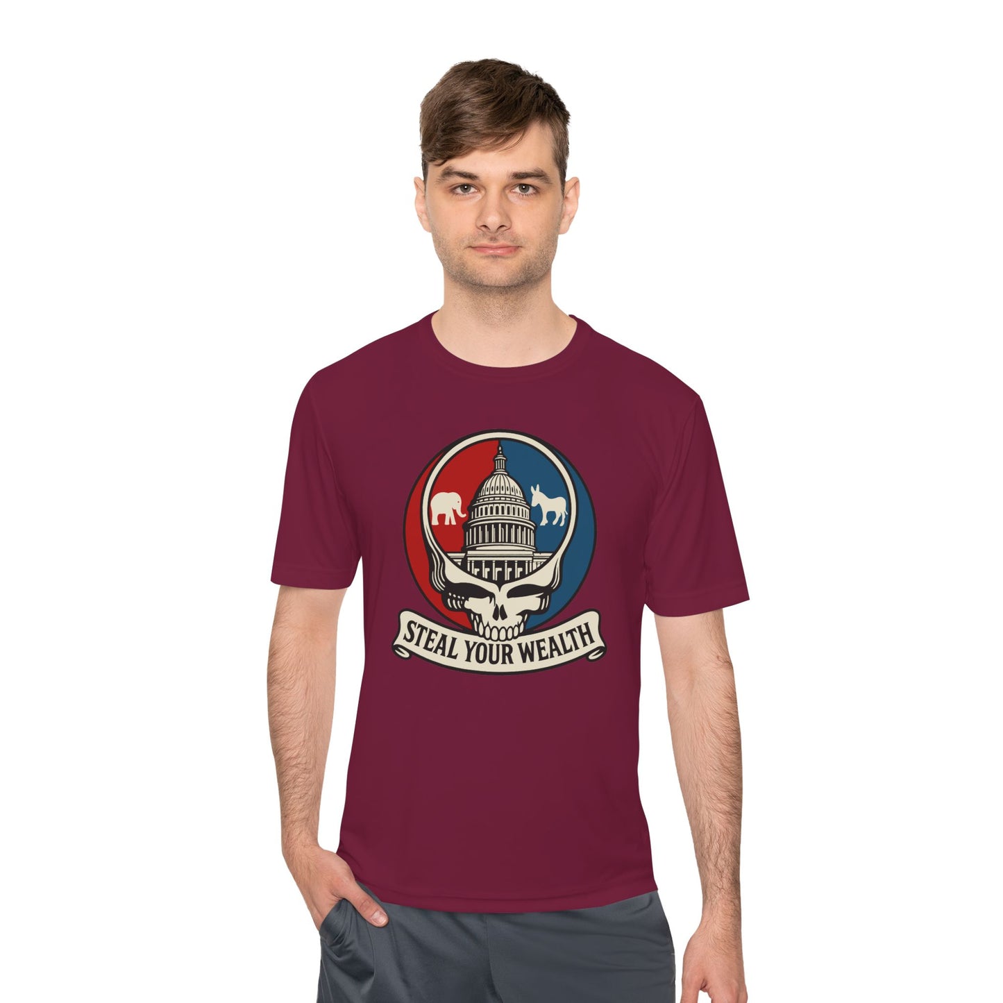 Unisex/Mens Moisture Wicking Uncle Scam: Steal Your Wealth Tee