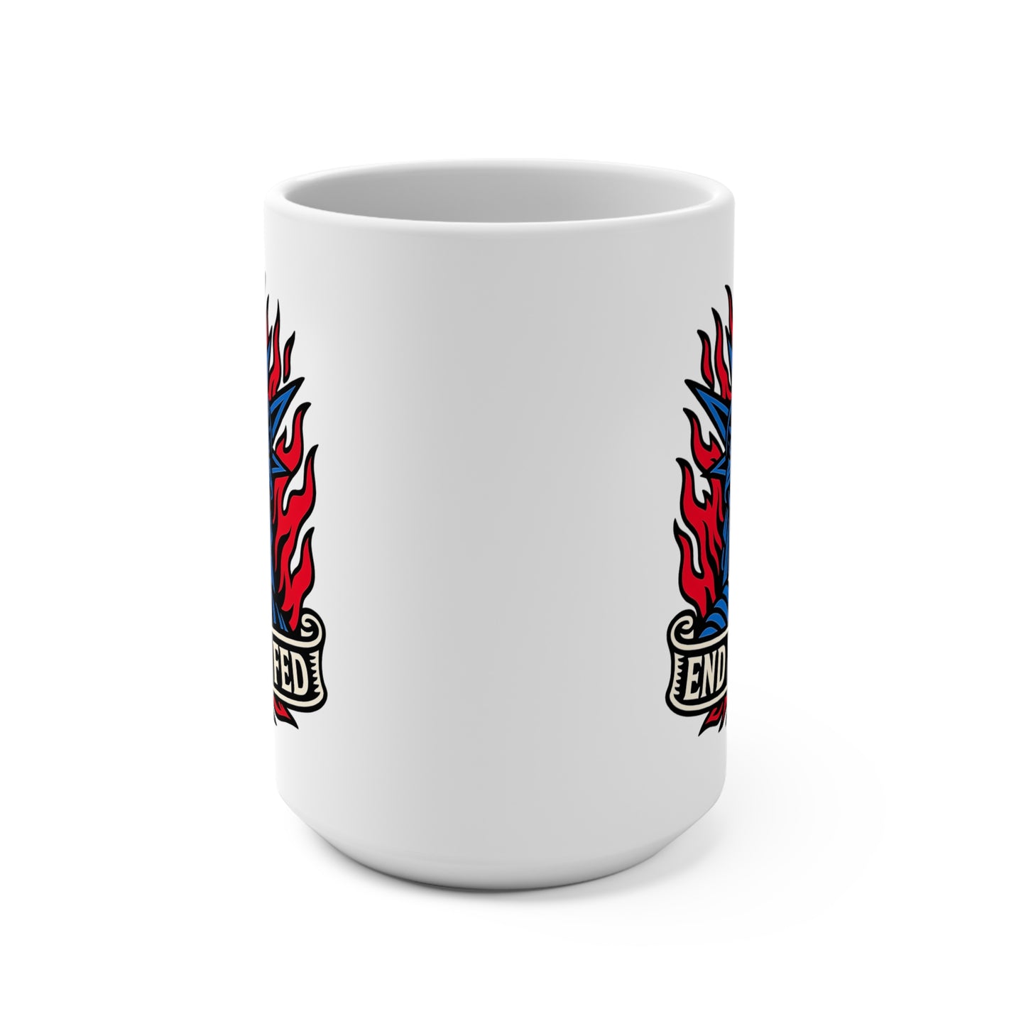 Lady Liberty's Rage: End The Fed Protest Mug 15oz