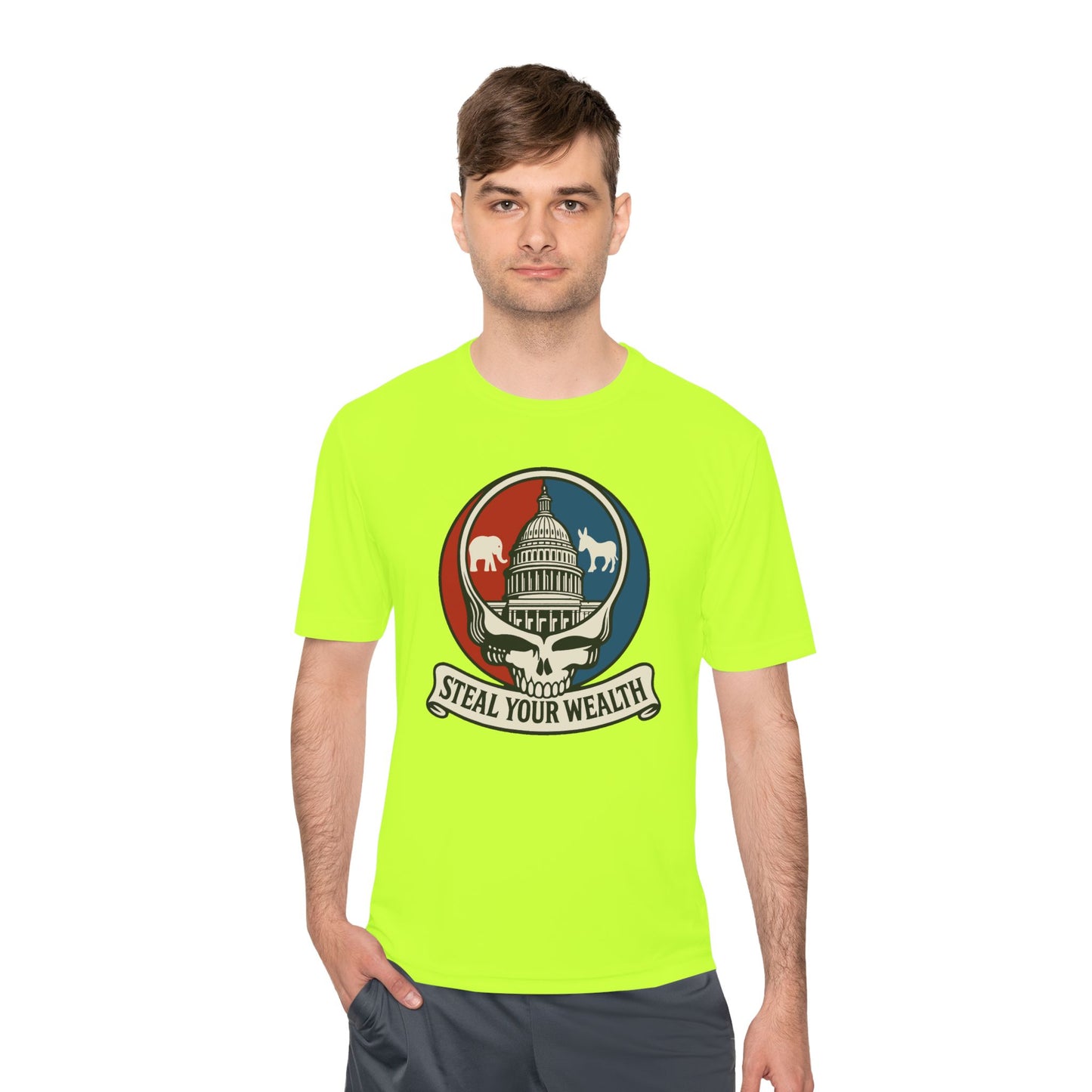 Unisex/Mens Moisture Wicking Uncle Scam: Steal Your Wealth Tee