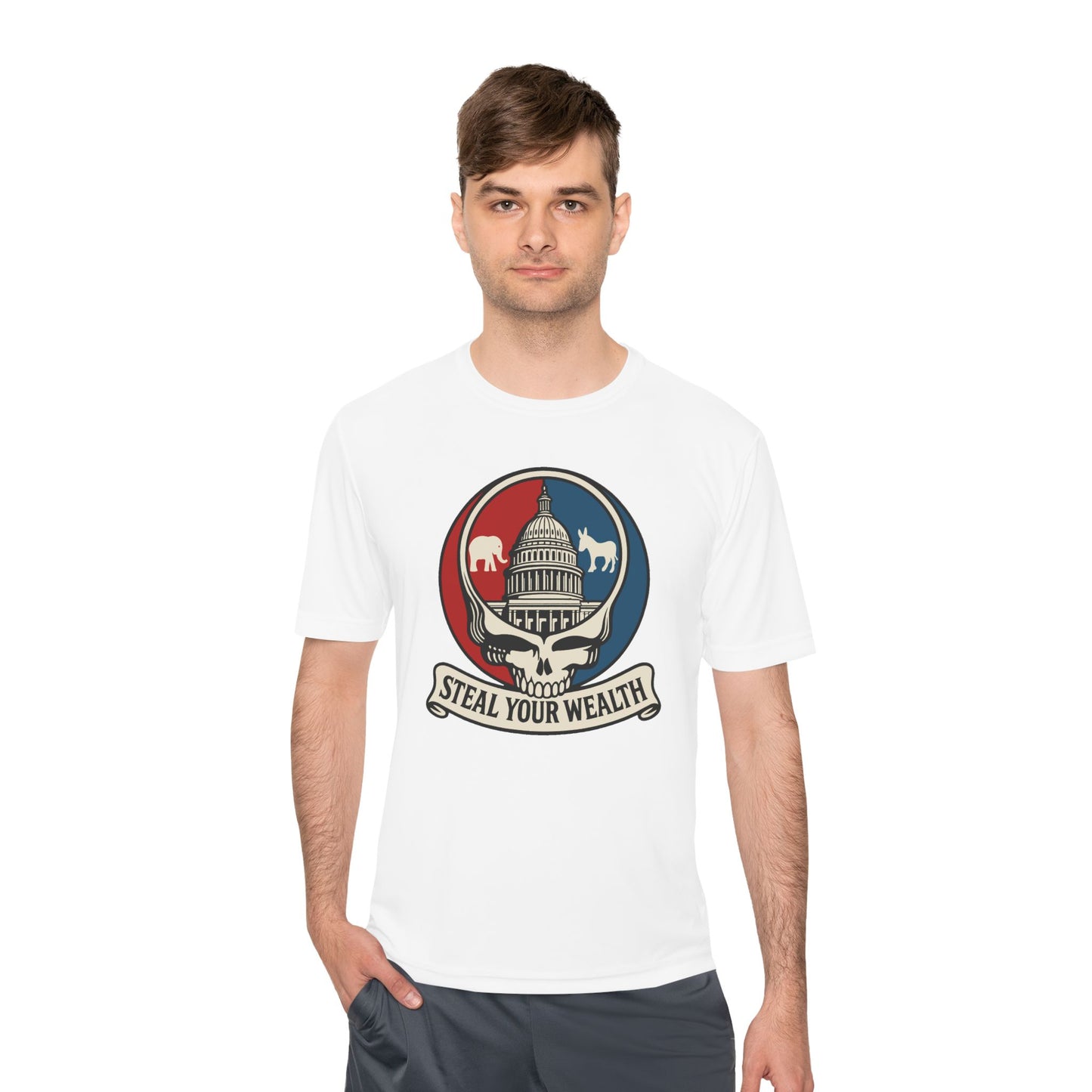 Unisex/Mens Moisture Wicking Uncle Scam: Steal Your Wealth Tee