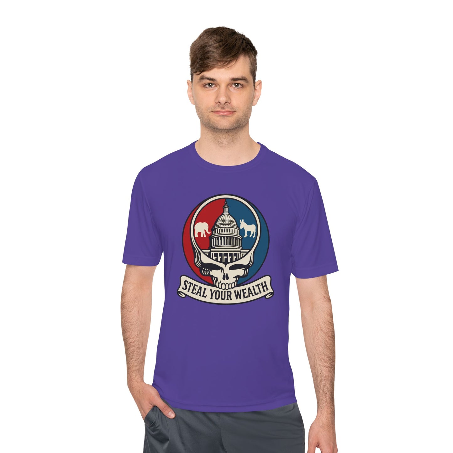 Unisex/Mens Moisture Wicking Uncle Scam: Steal Your Wealth Tee