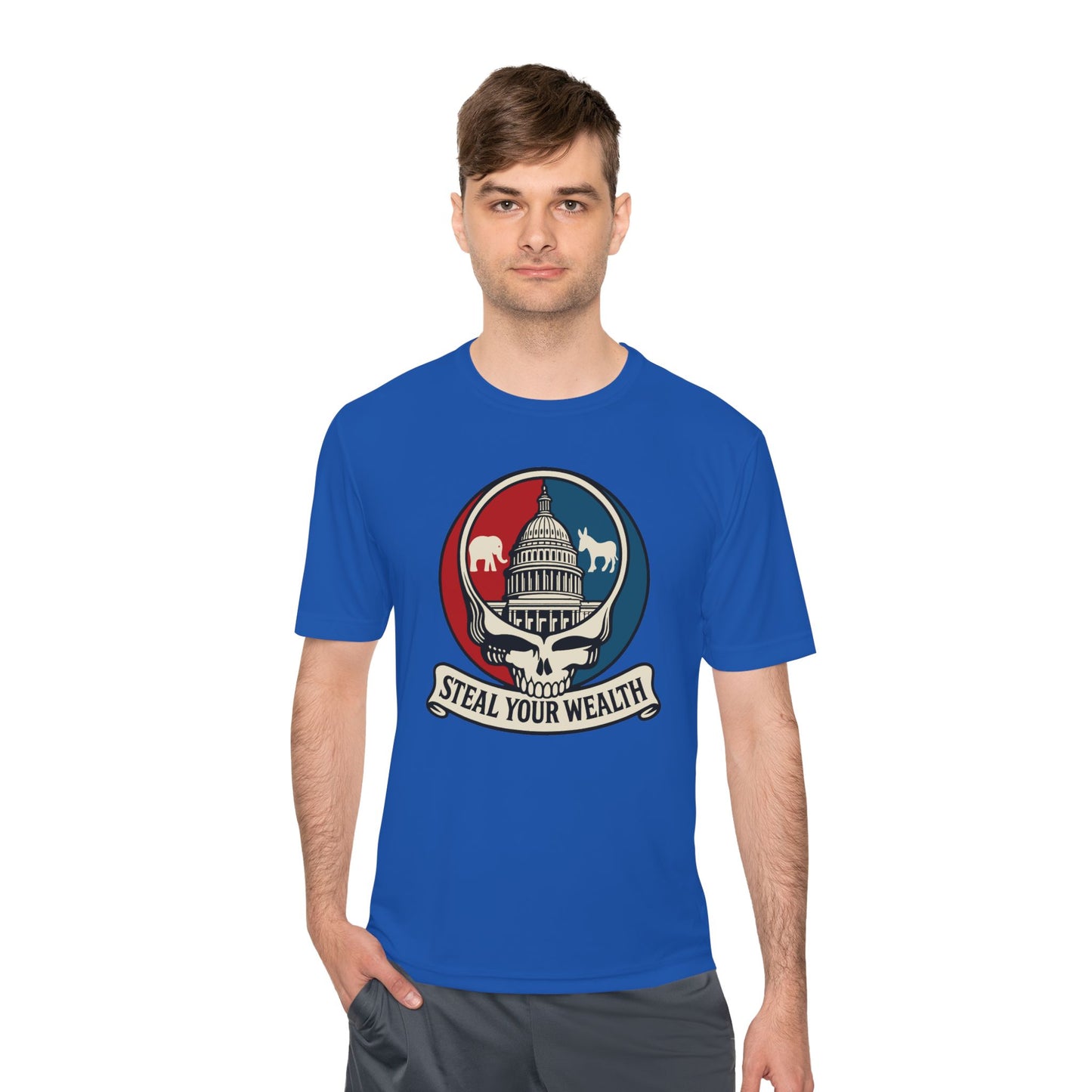 Unisex/Mens Moisture Wicking Uncle Scam: Steal Your Wealth Tee