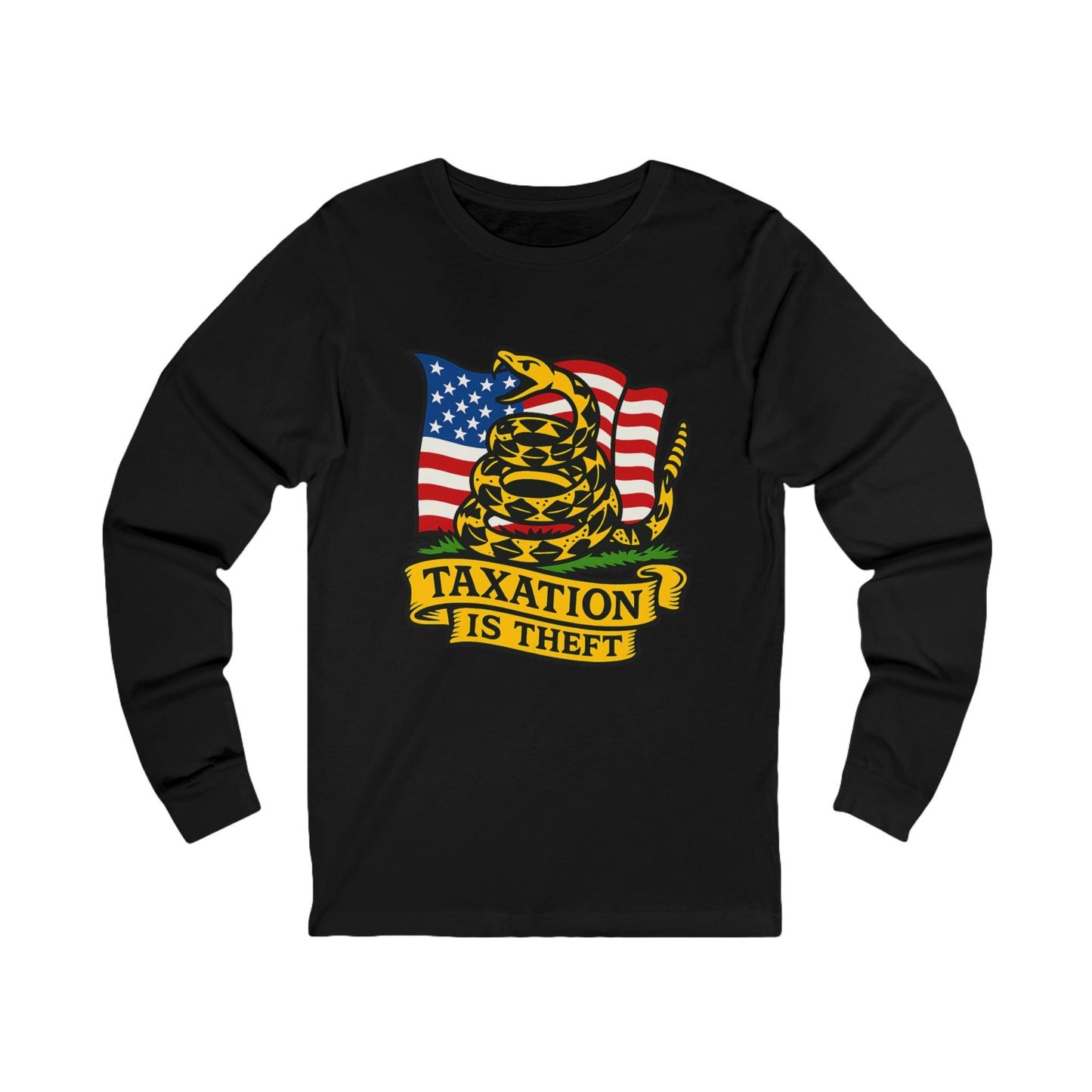 Unisex Jersey Long Sleeve Tee Don't Tread on Me: Taxation Protest Tee
