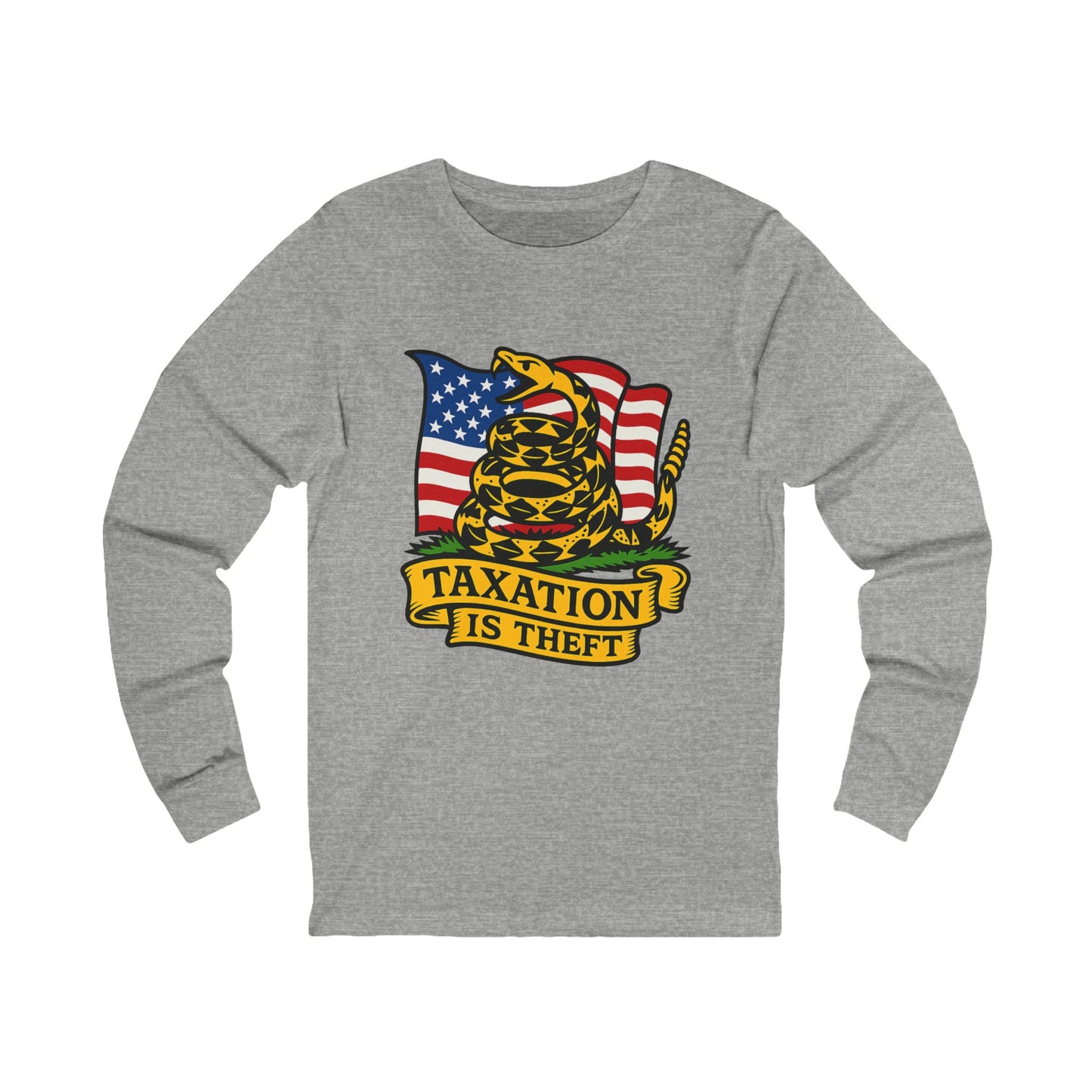 Unisex Jersey Long Sleeve Tee Don't Tread on Me: Taxation Protest Tee