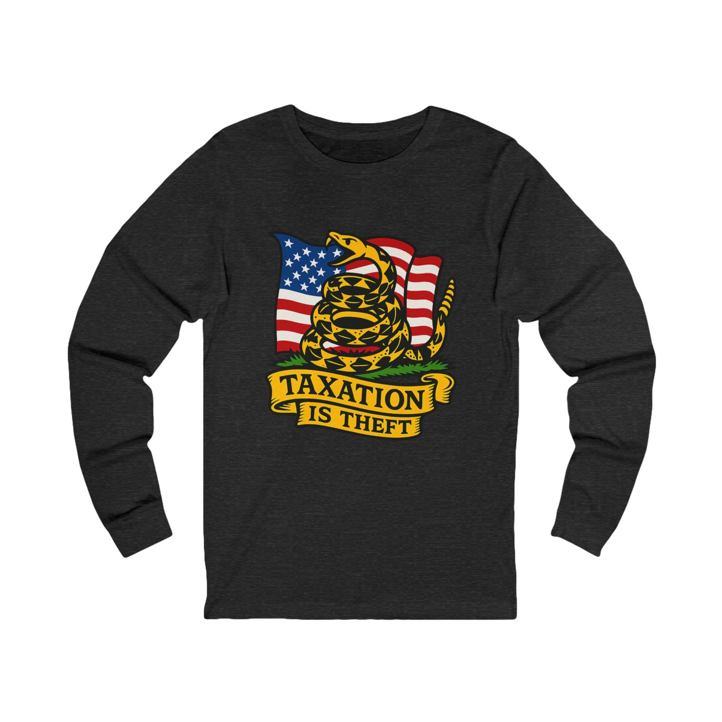 Unisex Jersey Long Sleeve Tee Don't Tread on Me: Taxation Protest Tee