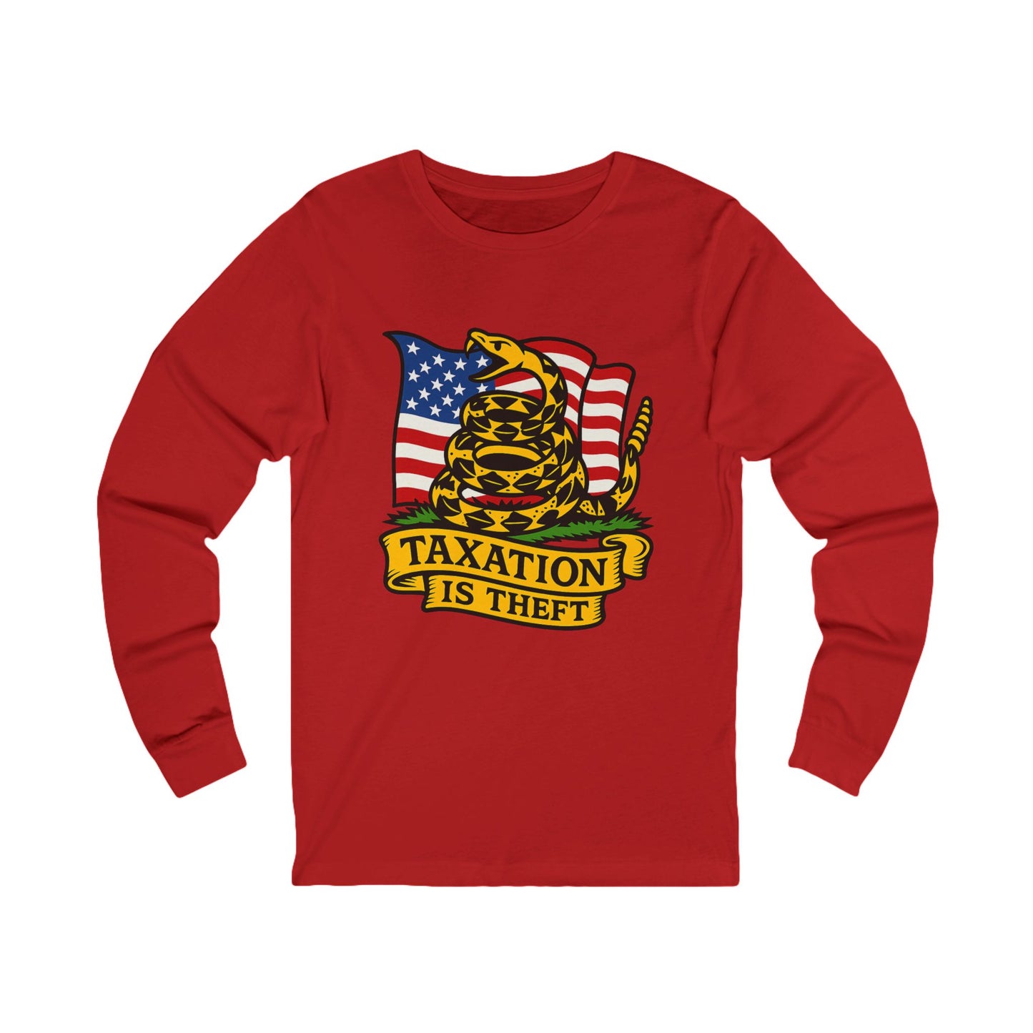 Unisex Jersey Long Sleeve Tee Don't Tread on Me: Taxation Protest Tee