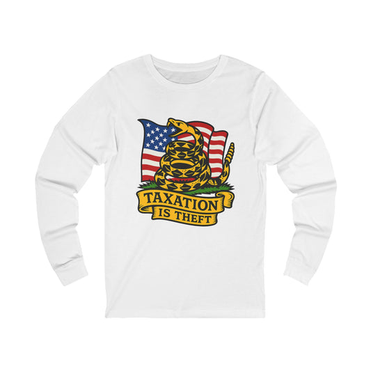 Unisex Jersey Long Sleeve Tee Don't Tread on Me: Taxation Protest Tee