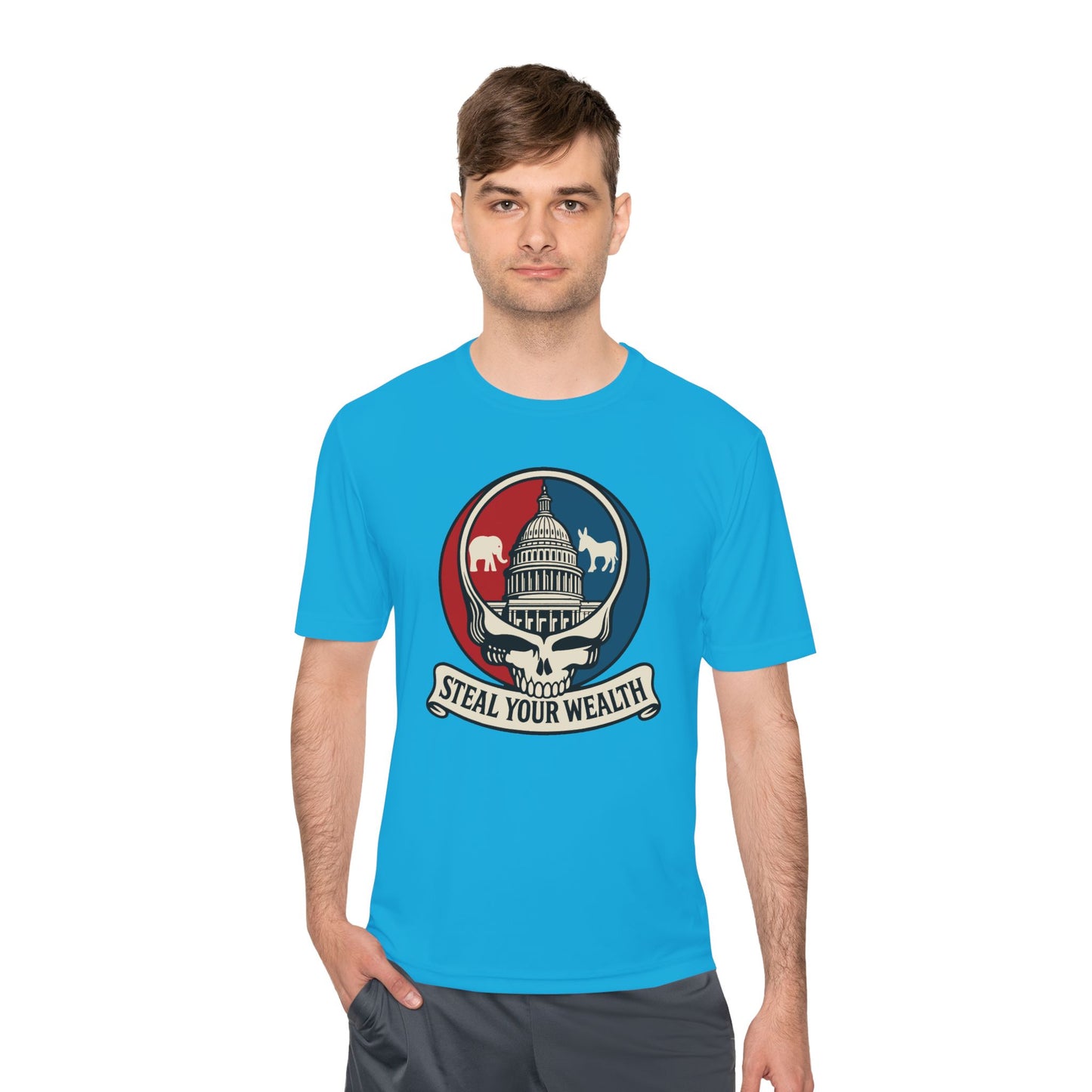 Unisex/Mens Moisture Wicking Uncle Scam: Steal Your Wealth Tee