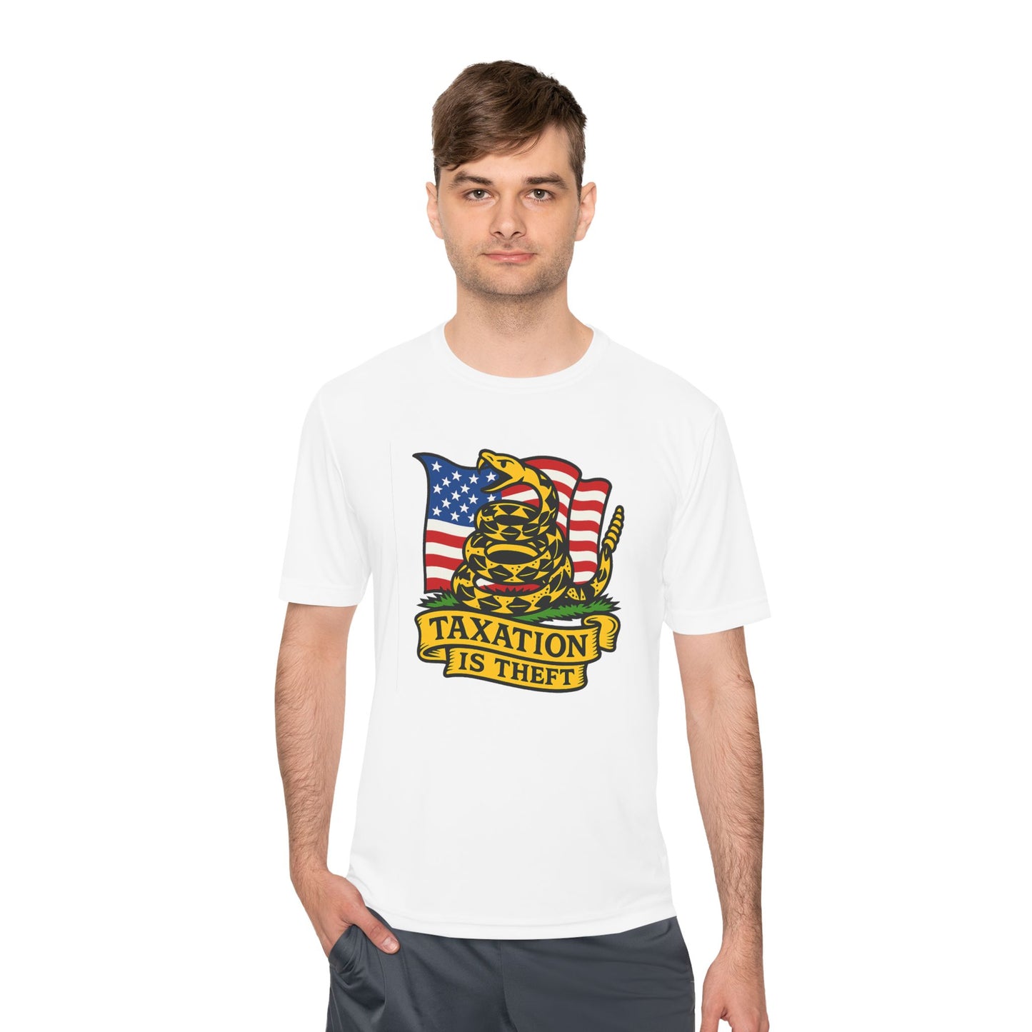 Unisex/Mens Wicking Tee Don't Tread on Me: Taxation Protest Tee