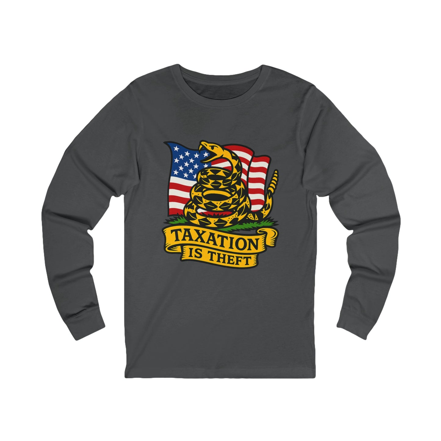 Unisex Jersey Long Sleeve Tee Don't Tread on Me: Taxation Protest Tee