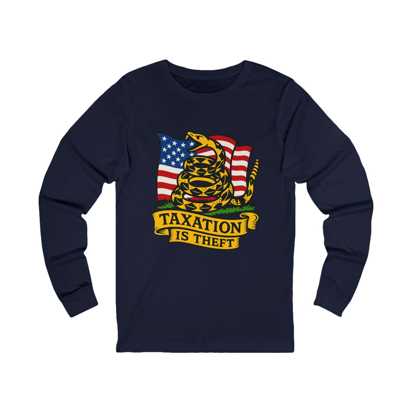 Unisex Jersey Long Sleeve Tee Don't Tread on Me: Taxation Protest Tee